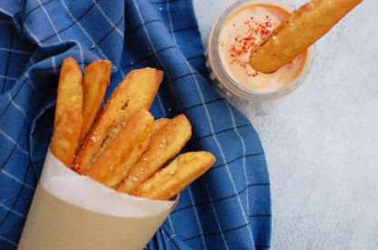 Frites de quenelles-brochet façon beurre blanc