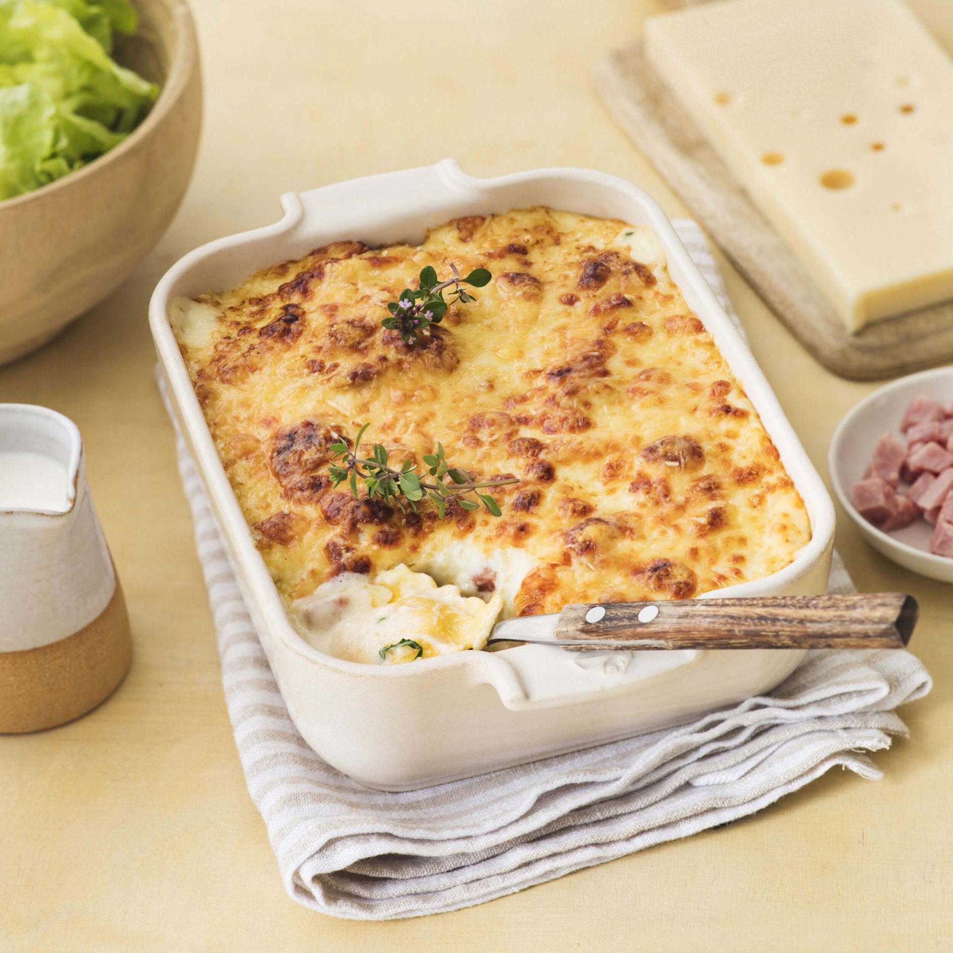 pates-fraiches-boursin-en-gratin-au-jambon